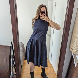 Cos silk dress avant garde asymmetrical with pockets and zipper navy